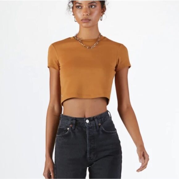 Cuts Shirt Tomboy Tee Cropped Caramel Size XS - Picture 1 of 8